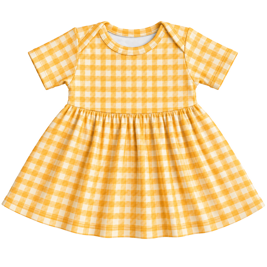 Body Vestido Xadrez Amarelo