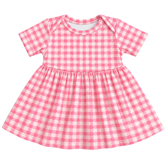 Body Vestido Xadrez Rosa