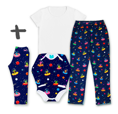 Kit Pijama Mamãe e Bebê - Alien
