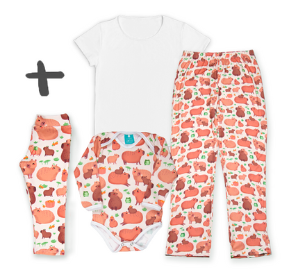 Kit Pijama Mamãe e Bebê - Capivaras