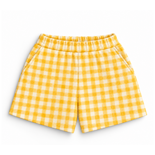 Shorts Infantil Xadrez Amarelo