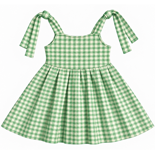 Vestido Lacinho Xadrez Verde