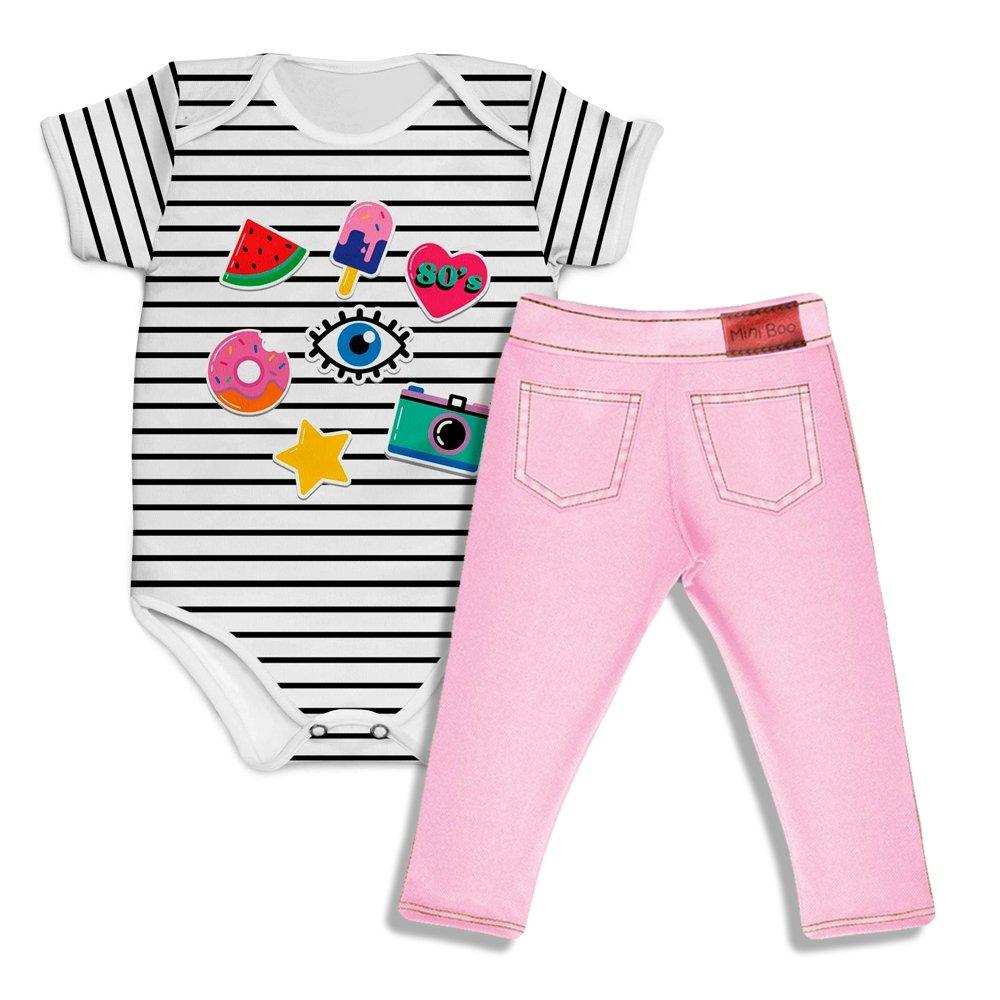 Combo Body Cool Girl + Calça Jeans Rosa - Mini Boo Store