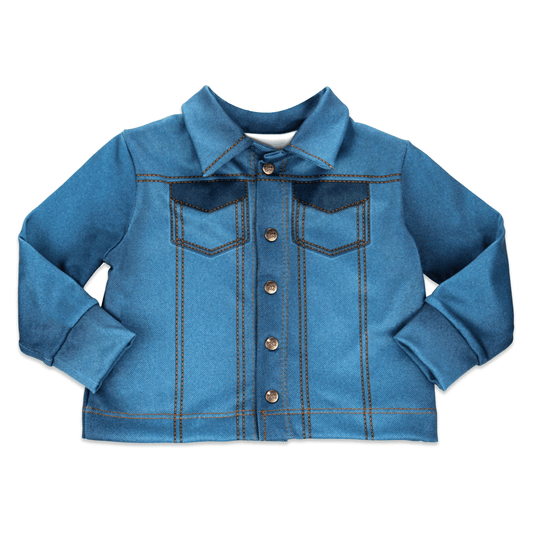 Jaqueta Fake Jeans Azul Escuro - Mini Boo Store