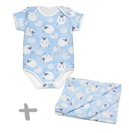 Combo Body + Mantinha Microsoft Ovelha Azul - Mini Boo Store