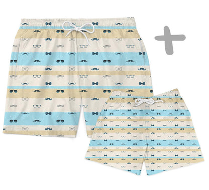 Shorts Tal Pai Tal Baby Mustache Azul - Mini Boo Store