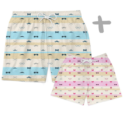 Shorts Tal Pai Tal Baby Mustache Rosa