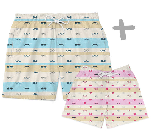 Shorts Tal Pai Tal Baby Mustache Rosa