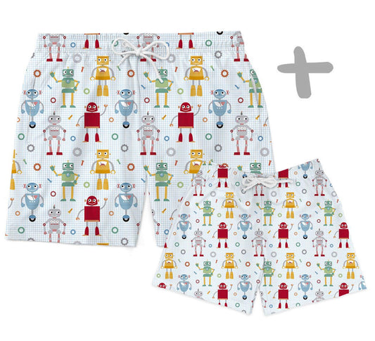 Shorts Tal Pai Tal Baby Robôs - Mini Boo Store