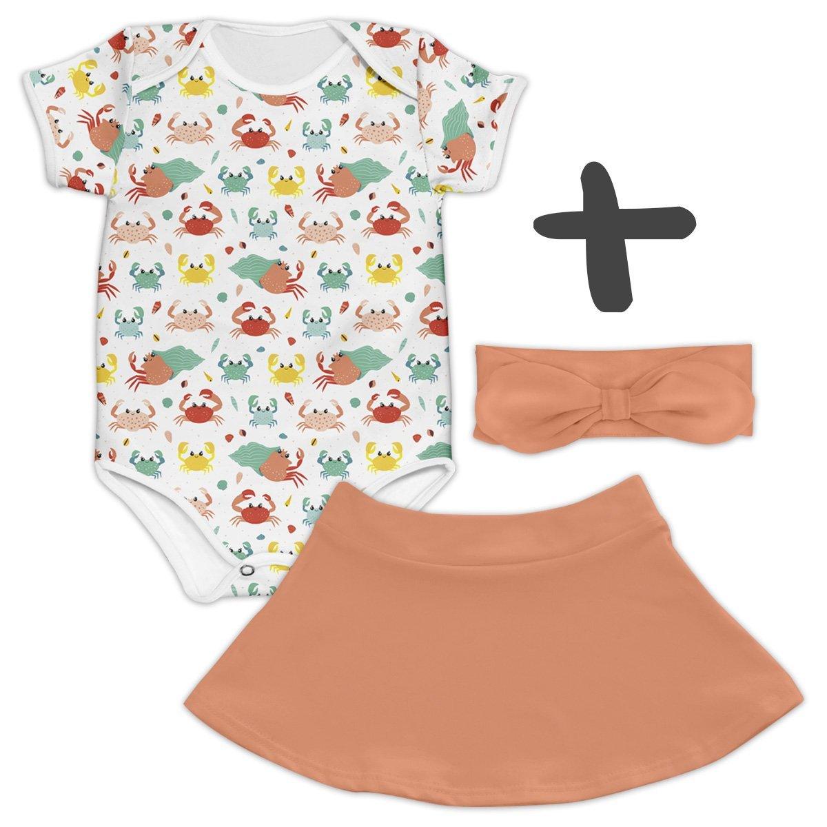 Combo Body Caranguejos + Saia Laranja + Faixa Laranja - Mini Boo Store