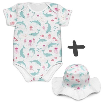 Combo Body + Chapéu Golfinhos - Mini Boo Store
