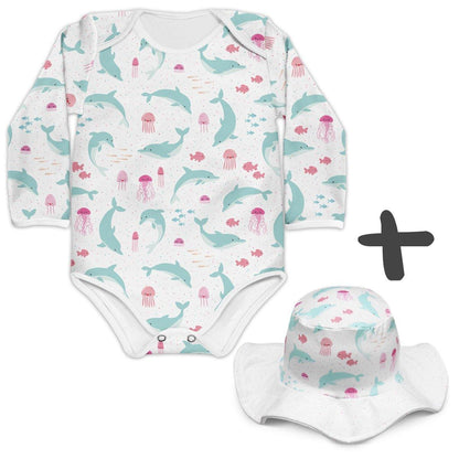 Combo Body + Chapéu Golfinhos - Mini Boo Store