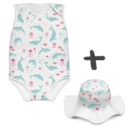 Combo Body + Chapéu Golfinhos - Mini Boo Store