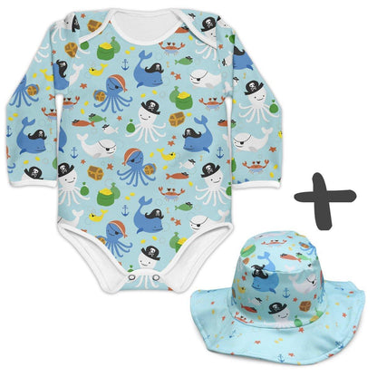 Combo Body + Chapéu Piratinhas do Mar - Mini Boo Store