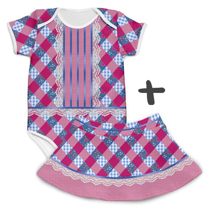 Combo Festa Junina Body + Saia Caipira Pink - Mini Boo Store