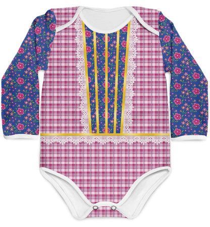 Combo Festa Junina Body + Saia Caipira Flores - Mini Boo Store