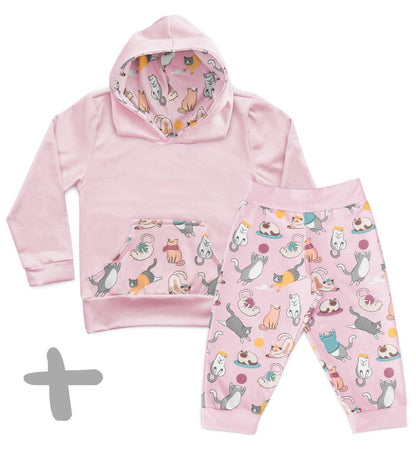 Conjunto Moletom + Calça Gatinhos Rosa - Mini Boo Store