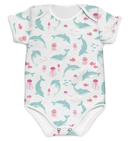 Combo Body Golfinhos + Saia Rosa + Faixa Rosa - Mini Boo Store