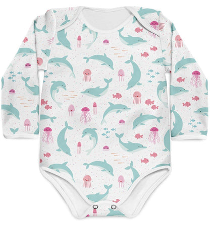 Combo Body Golfinhos + Saia Rosa + Faixa Rosa - Mini Boo Store
