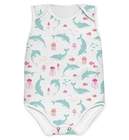 Combo Body Golfinhos + Saia Rosa + Faixa Rosa - Mini Boo Store