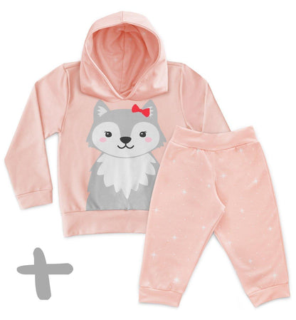 Conjunto Moletom + Calça Lobinha Creme - Mini Boo Store