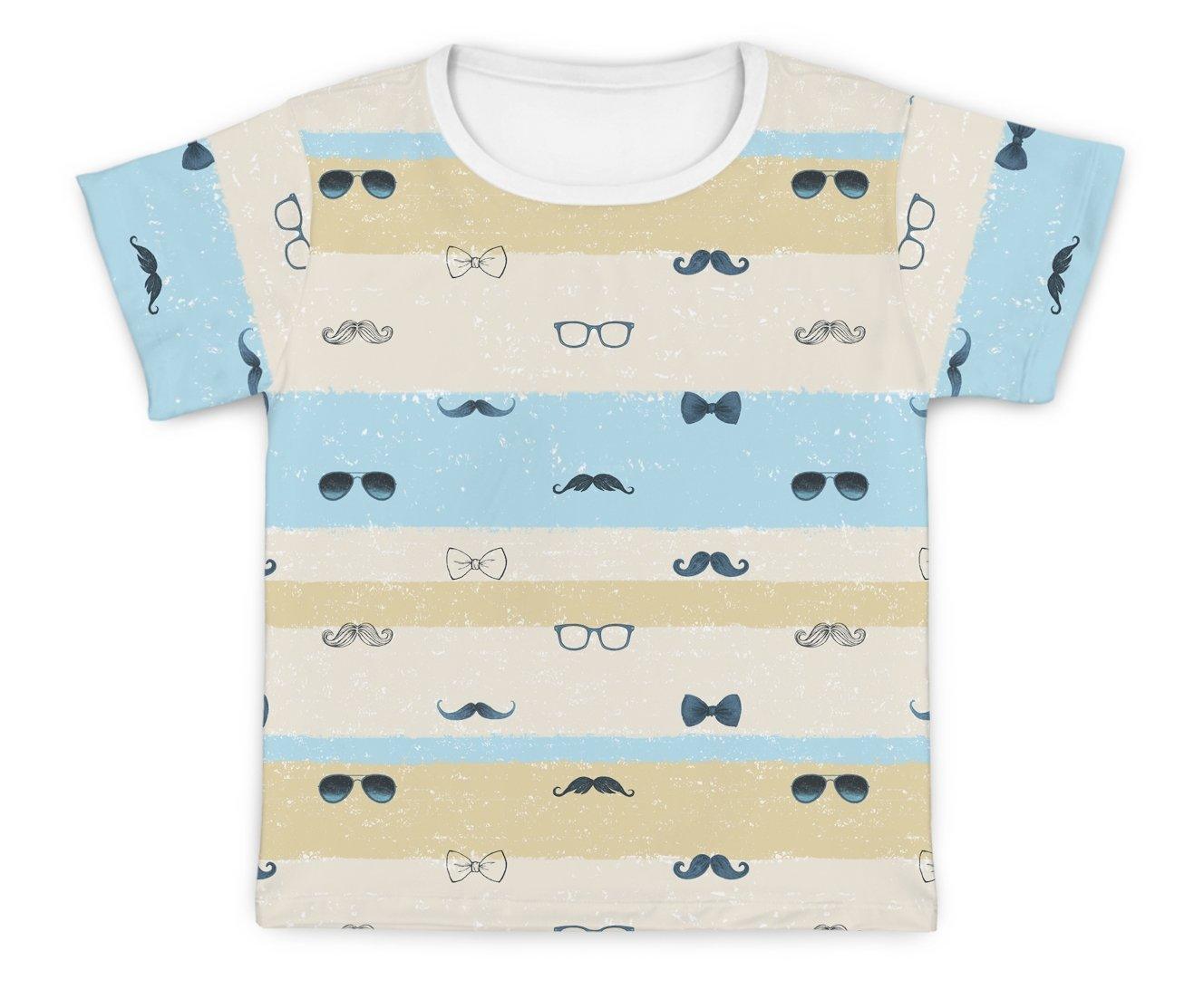 Camiseta Kids Mustache Azul - Mini Boo Store